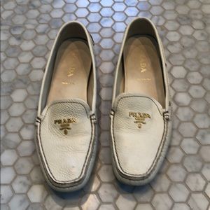 Prada White Driving Moccasin 37